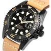 HYAKUICHI 101 No.2 Men's Quartz Dive Watch, Water Resistant to 20 ATM, Unidirectional Rotating Bezel, Leather Strap