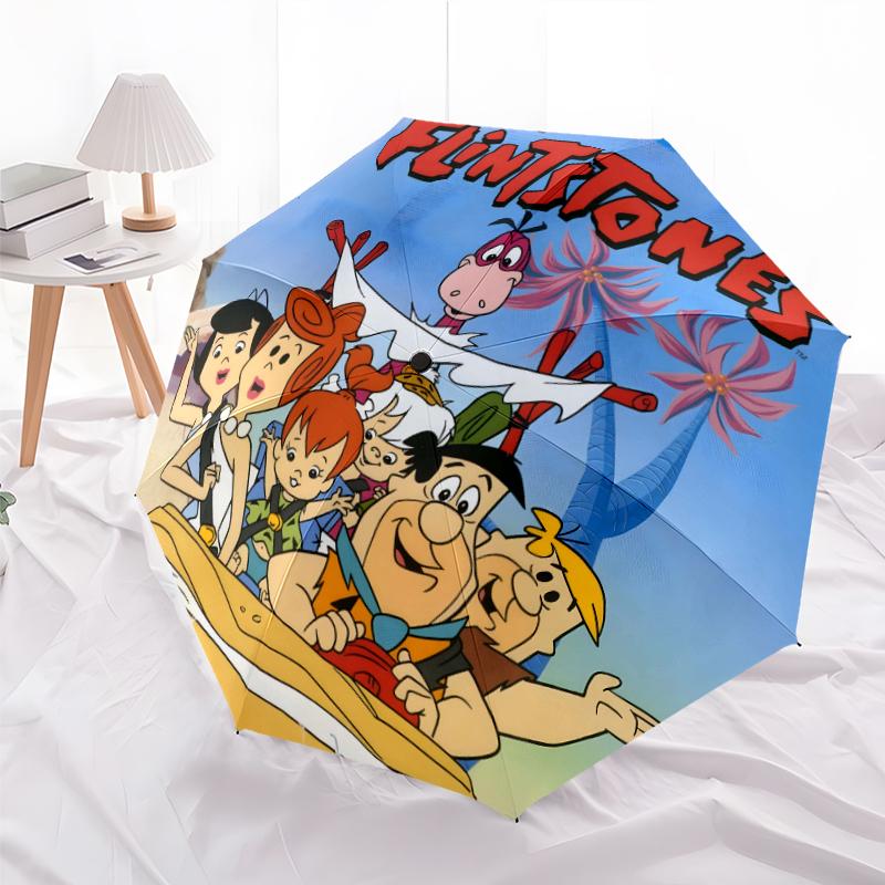 Flintstones Fashionable Automatic Opening/Closing Folding Umbrella. Portable and Foldable, Ideal for Gift, Travel, and Daily Use.