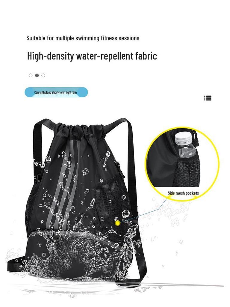 Lightweight Water-Repellent Striped Nylon Drawstring Bag - Spring Outdoor Sports & Gym Backpack