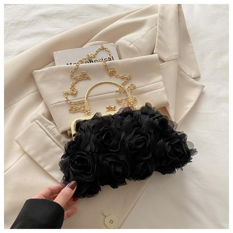 New summer sweet rose dinner chain bag banquet handbag cheongsam evening dress literary diagonal bag