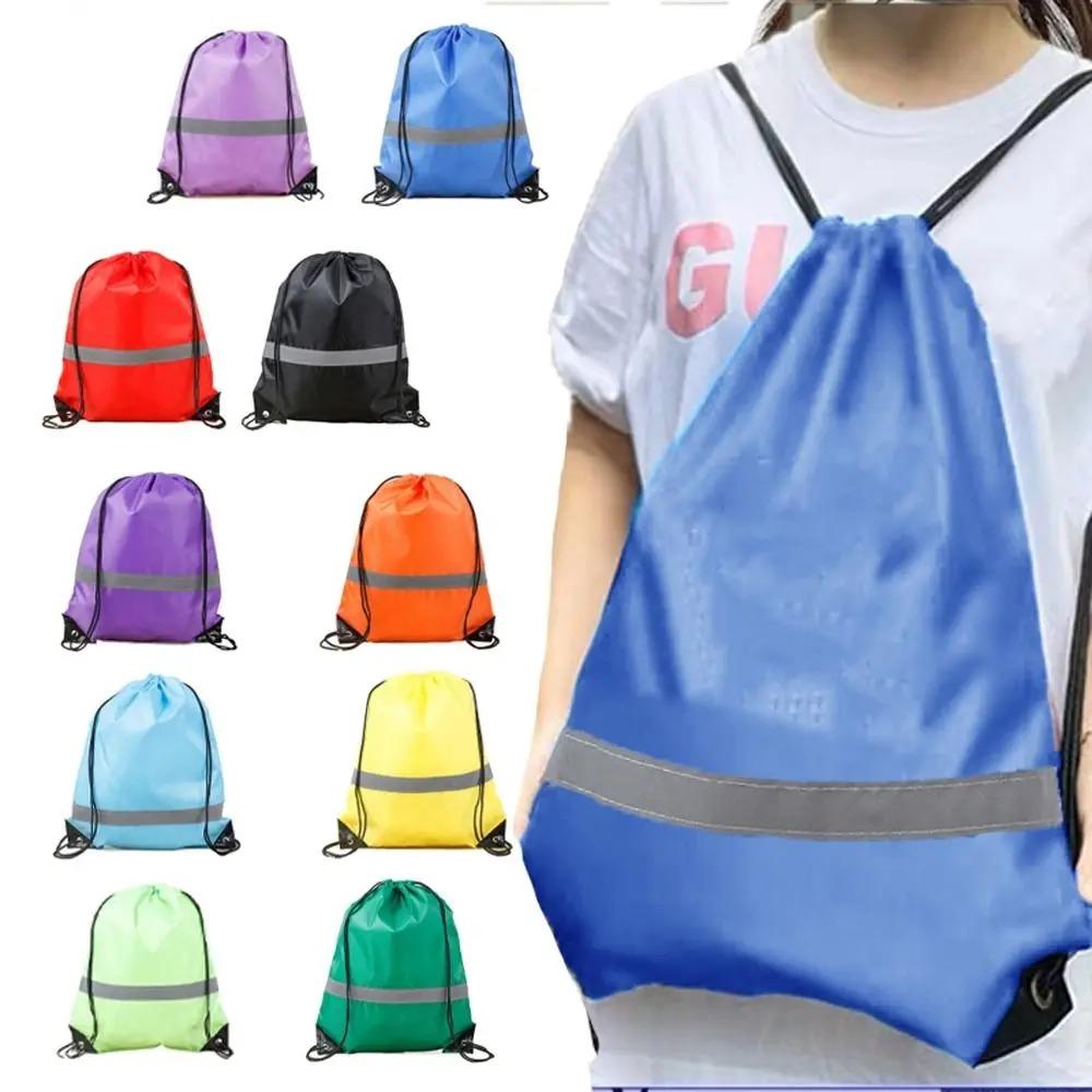 New Ruched Nylon Drawstring Backpacks Canves Sports Fitness Shoulder Bags Large Capacity Students School Bag