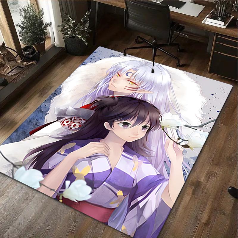 1Pc Inuyasha Print Rug - Home Decoration Carpet For Living Room Bedroom Flooring Computer Chair Area Rug