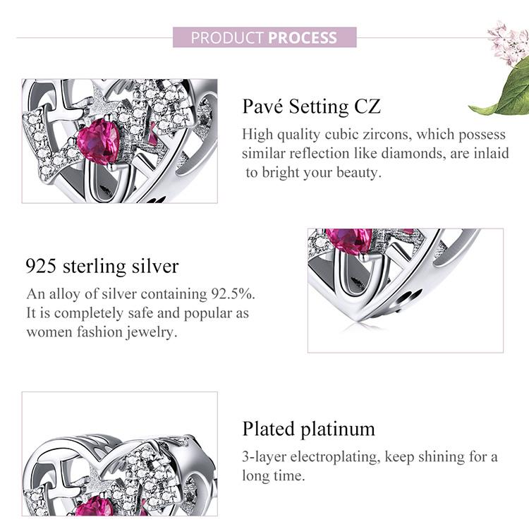 Bamoer 925 sterlingsølv platinabelagt dobbeltkjede hjertearmbånd, justerbart armbånd for hummerlås for kvinner