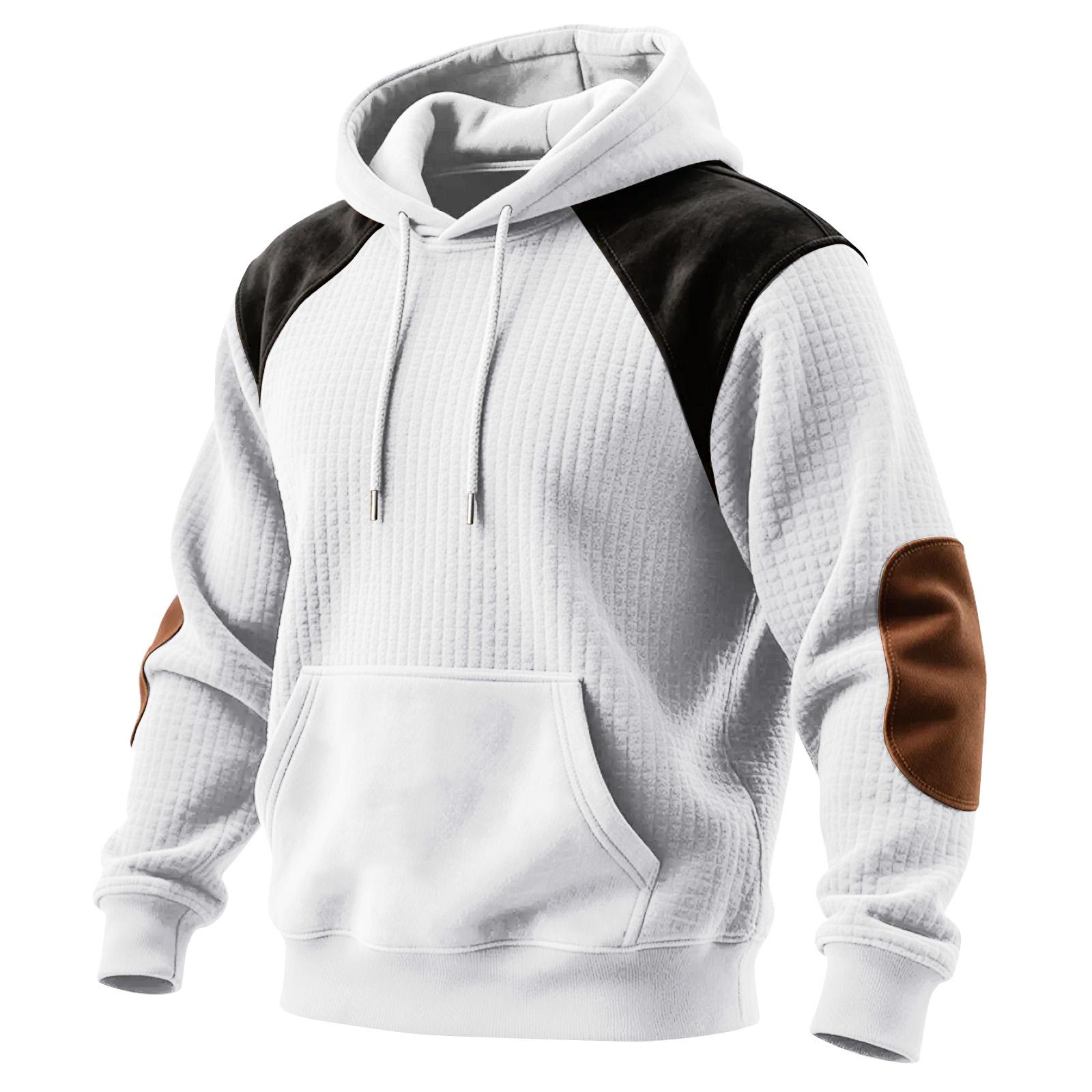 

Men s Colorblock Sweatshirt Hoodie Men s Sports Large Size Casual Sweatshirt L белый