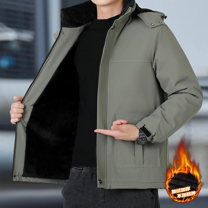 Fashionable and versatile Men's Thickened Warm Winter Jacket - Wrinkle Resistant Lightweight Soft and Cozy Long Sleeve Down Jacket