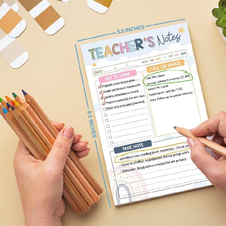 Compact Teacher Appreciation  Floral Design Checklist Planner Paper For School Supplies