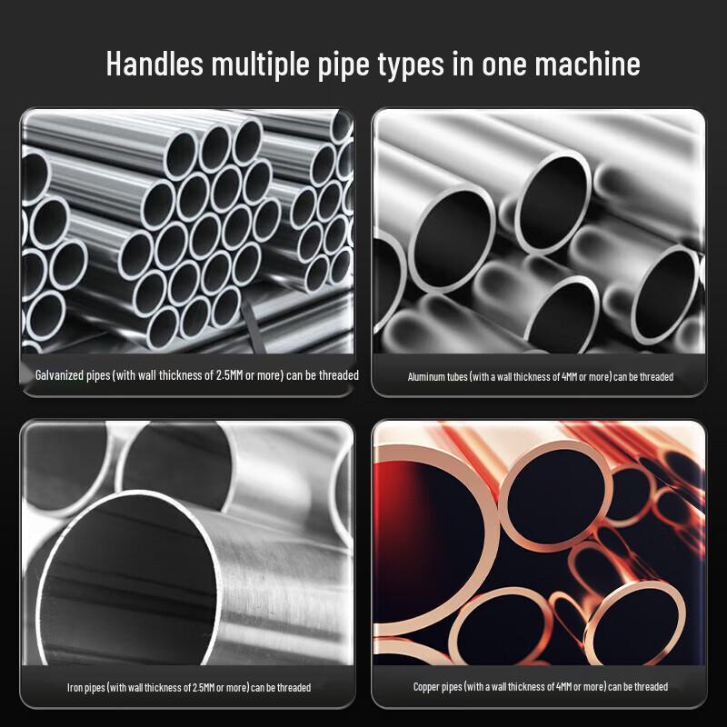 TURBOVOLT Elektrischer Handgewindeschneider für Rohre & Zubehör CN-Stecker (Adapter enthalten)