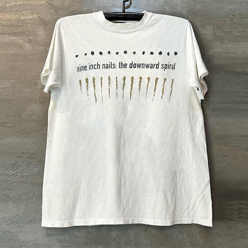 

Модная летняя женская футболка с коротким рукавом из хлопка, свободная, с маленьким вырезом горловины, с принтом рок-группы Nine Inch Nails, хип-хоп 4XL