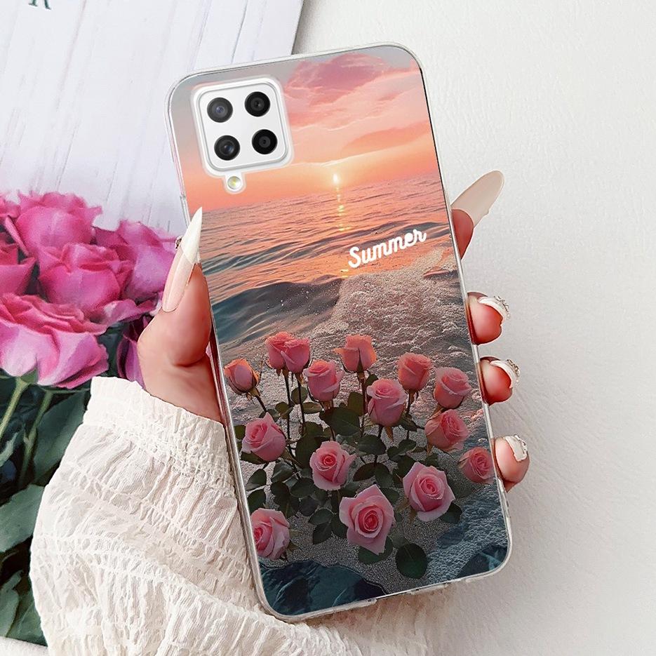 For Samsung Galaxy A22 4G Case Coloful Flowers Painted Cover Soft Slim Phone Case For Samsung A22 A 22 Galaxy A42 5G Fundas Bags