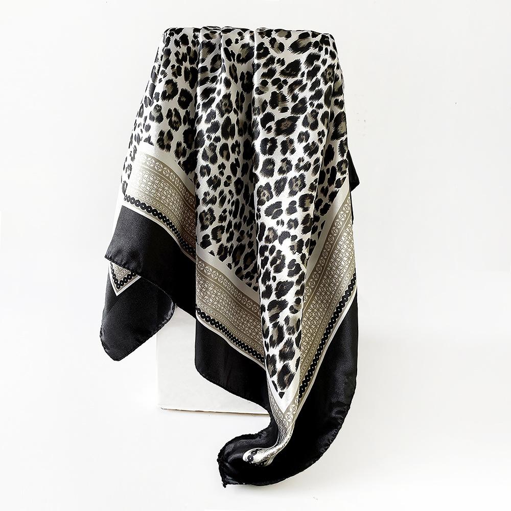 Artificial Silk Scarf 90cm Women's New Arrival Headscarf Satin Square Scarf Leopard Print Shawl