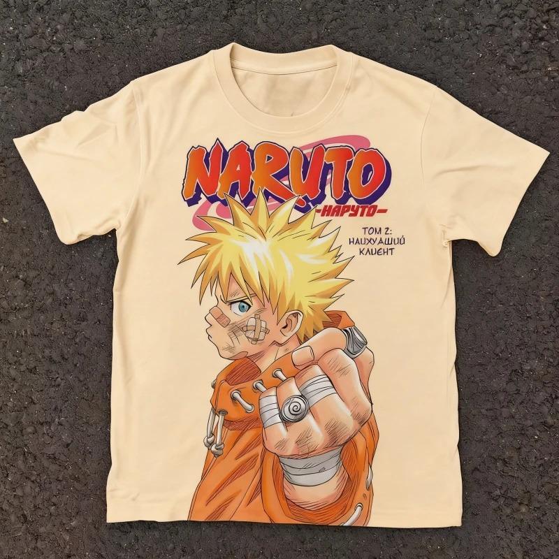 Naruto Manga Retro Cover Naruto Print Pure Cotton Short Sleeved Loose Top with Diverse Styles Suitable for Both Men and Women