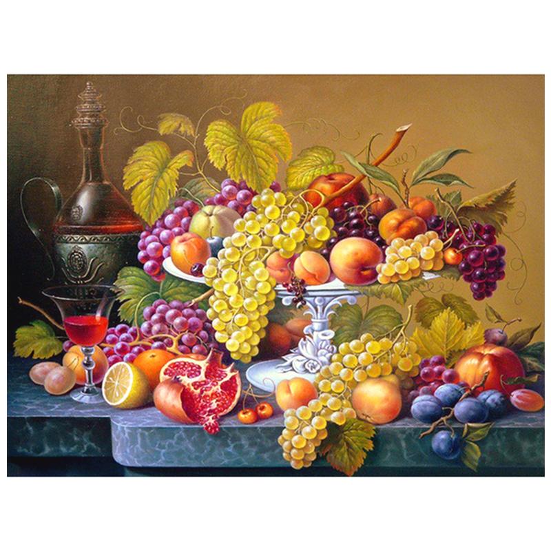 5D Diy Diamond Painting Fruit Set Kit Full Drill Round Diamond Embroidery Mosaic Picture of Rhinestones Home Decoration