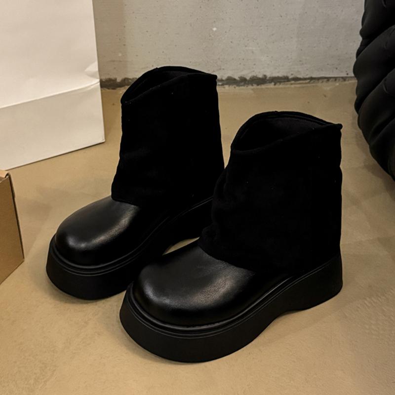 Fashion Women Platform Ankle Boots Flats Fashion Designer Shoes Dress Winter Woman Boots 2025 Brand Casual Goth Warm Chelsea Botas Mujer