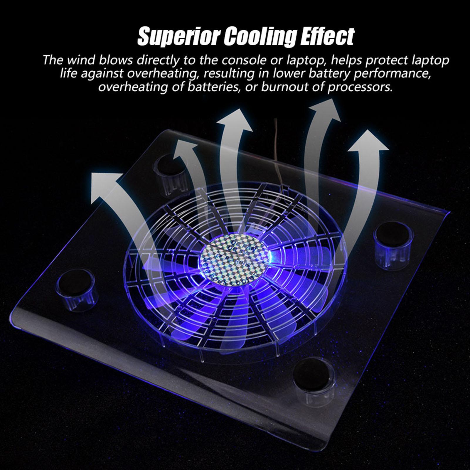 

Ultra Quiet USB Notebook Cooler Cooling Pad Fans with LED RGB Lights for PS4 PS3 Laptop