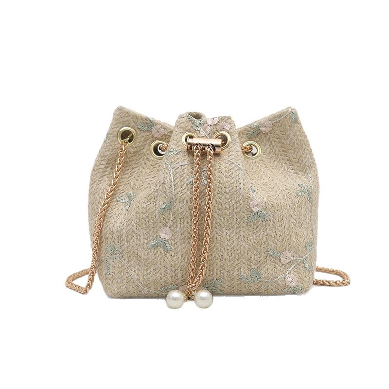 This year's popular fashion drawstring chain bag Korean version ins trendy foreign style shoulder messenger bag niche bucket bag
