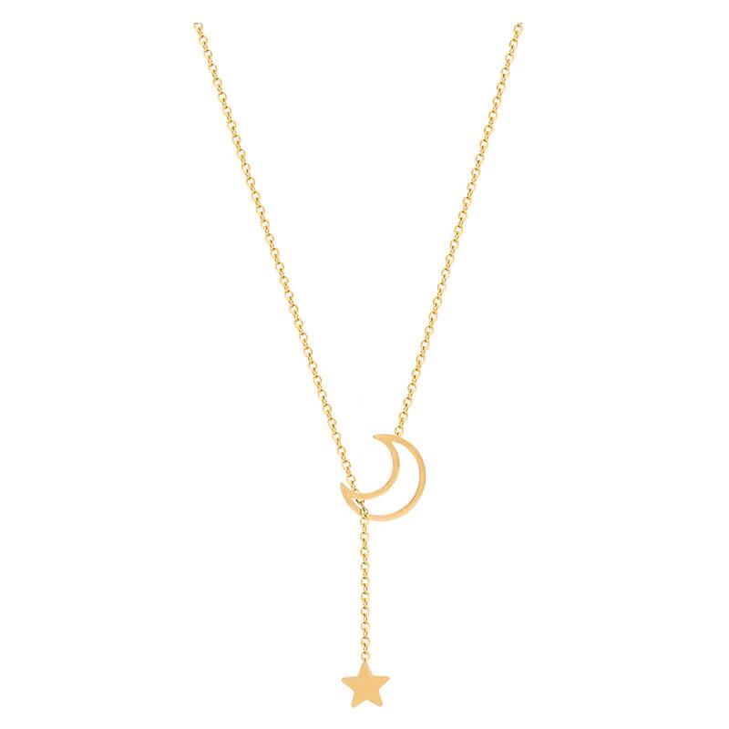 Star And Moon Geometric Niche Design Simple Pendant Short Collarbone Chain Korean Version Cold Wind Neck