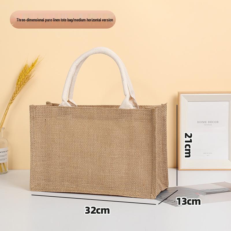 Custom Logo Hand-Painted Tote: Jute, Canvas, Cotton & Linen Handbag, Burlap DIY Lunch Box Bag
