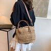 Straw bag Large capacity popular bag Women's beach woven bag Leisure student portable premium bucket bag