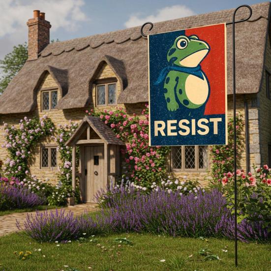 10 st Resist Portland Groda Trädgårdsflagga Groda Protest Trädgårdsflagga Hilarisk Utomhusbanner för Bondgård Veranda Uteinredning