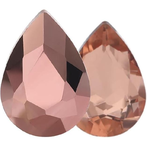 Gold Champagne Teardrop Crystal Rhinestones, 50 Pcs Pointed Back Rhinestone Bulk, 18x25mm Large Glass Crystal Rhinestones Gems for Craft Decor