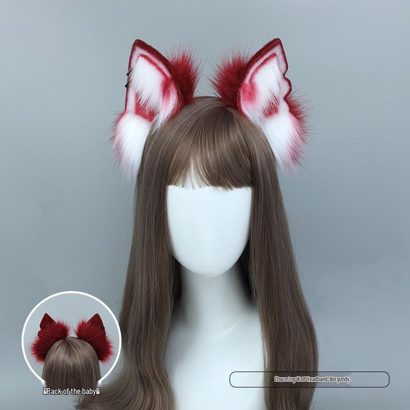 

Очаровательный набор волчьих ушей и хвоста: Плюшевые аксессуары для косплея ручной работы