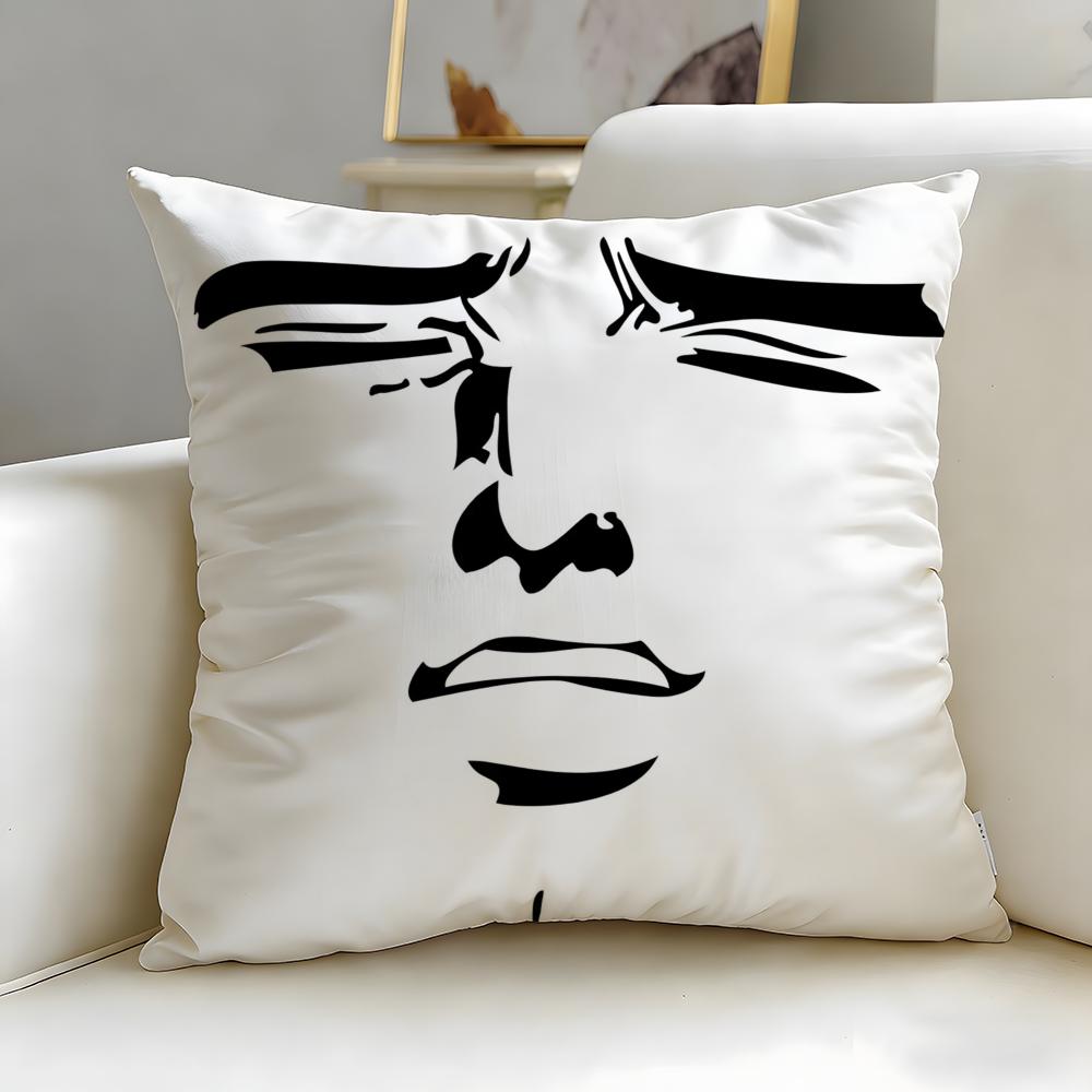 classic art theme Man Face Cushion Cover Soft  EasyWash Pillow Case  Versatile for Couch Bed Travel and Office