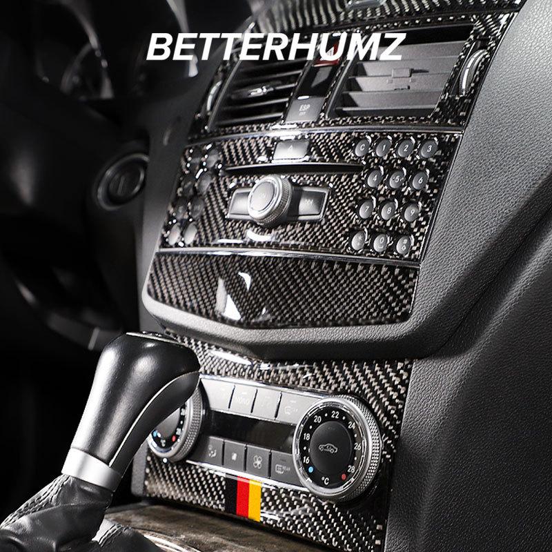 BETTERHUMZ For Mercedes Benz W204 C Class Accessories Carbon Fiber Central Control Gear Shifter Panel Trim Sticker Car Interior