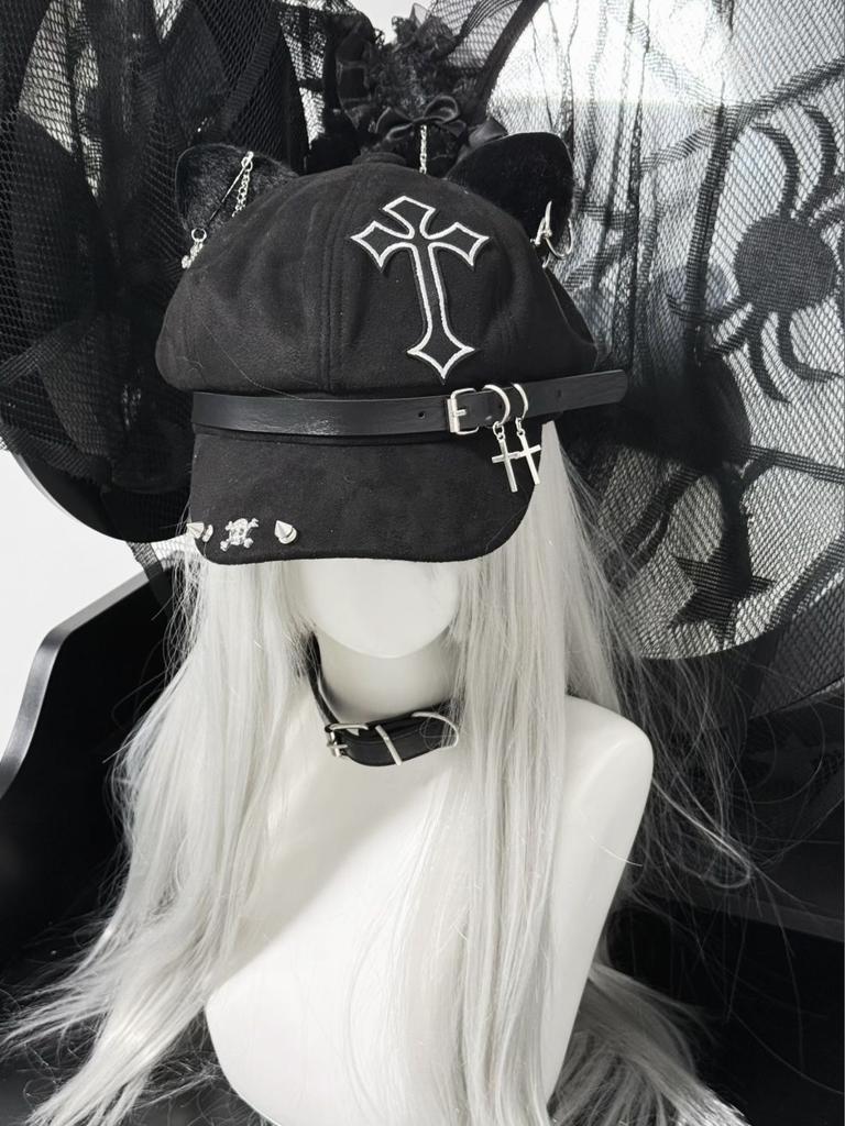 Women's Hat Y2K Caps Punk Goth Summer Woman Hat Women's Accessories Y2K 2000S Clothes Japanese Style Berets for Women 2025 New