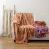 Soft And Luxurious Acrylic Sofa Throw Blanket In Vibrant Floral And Orange Colors