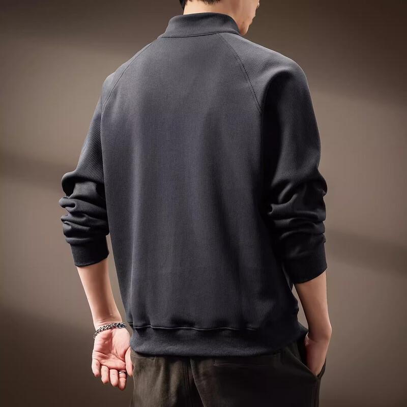 Men's American Retro Half-Zip Stand Collar Sweatshirt