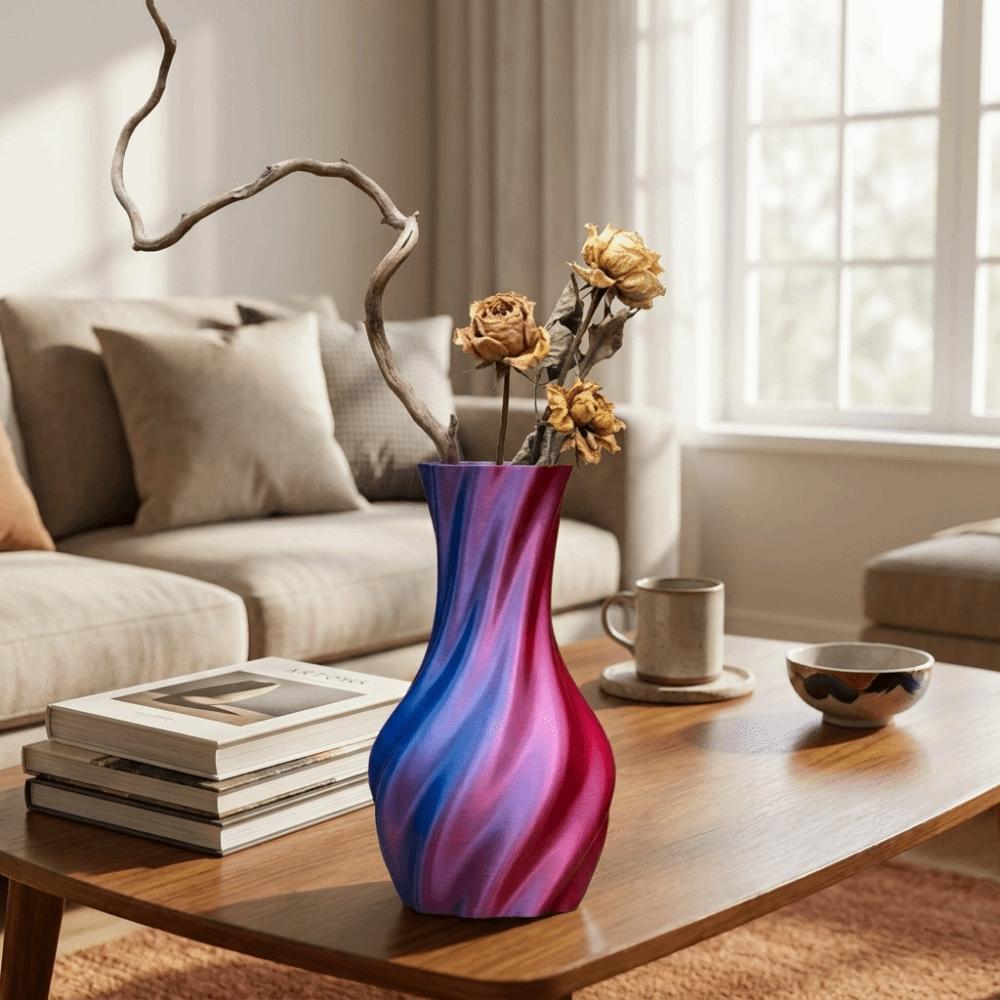Twisted Design Modern Twisted Flower Bottle Gradient Color Plant Pot Office Tabletop Ornaments