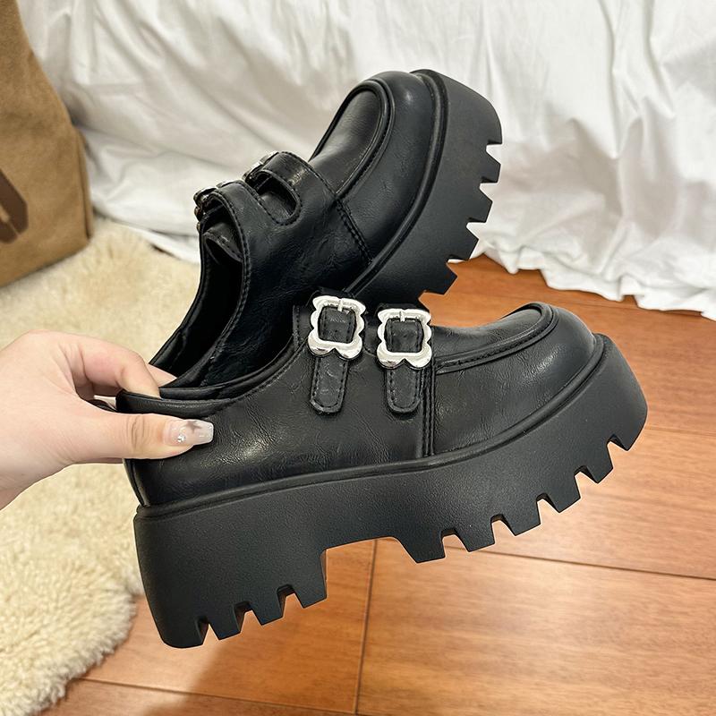 Fashion Winter Shoes Women All-Match Autumn Black Flats Loafers with Fur Clogs Platform Oxfords British Style Fall Slip-on Leat