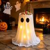 Halloween Ghost Candy Bowl Lighted Stand, Height Adjustable Large Holder with Indoor Tabletop Centerpiece LED Light for Trick or Treat, Porch, Outdoor
