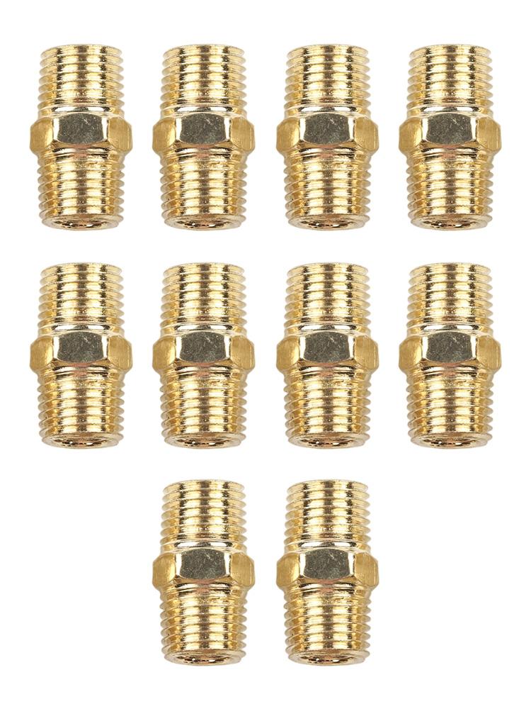 10Pcs Quick Adapter Air Line Hose Compressor Connector 1/4in Hex Nipple For BSP Male To Male Brass Pipe Adapter