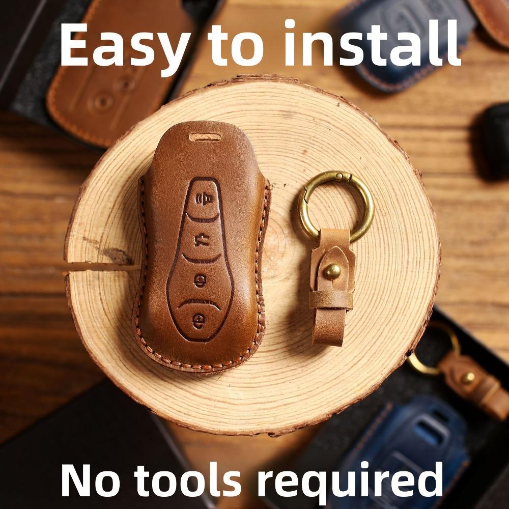 Handgefertigte Schlüsselhülle aus echtem Leder für Geely Autoschlüssel Premium Rindsleder Schlüsselschutz Langlebig und stilvoll