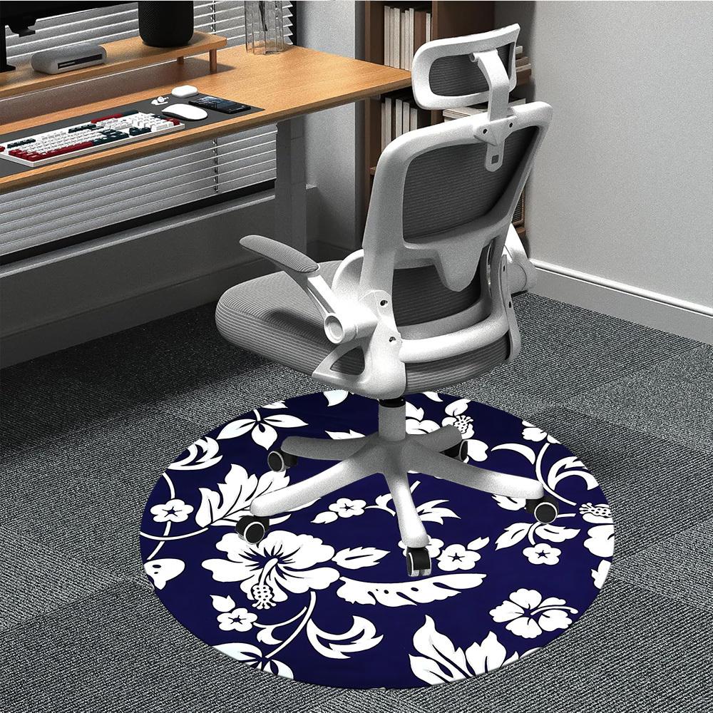 1pc Floral Pattern Office Round Rug, Carpet for Office, Gaming, Lightweight Round Floor Mat yy260208064