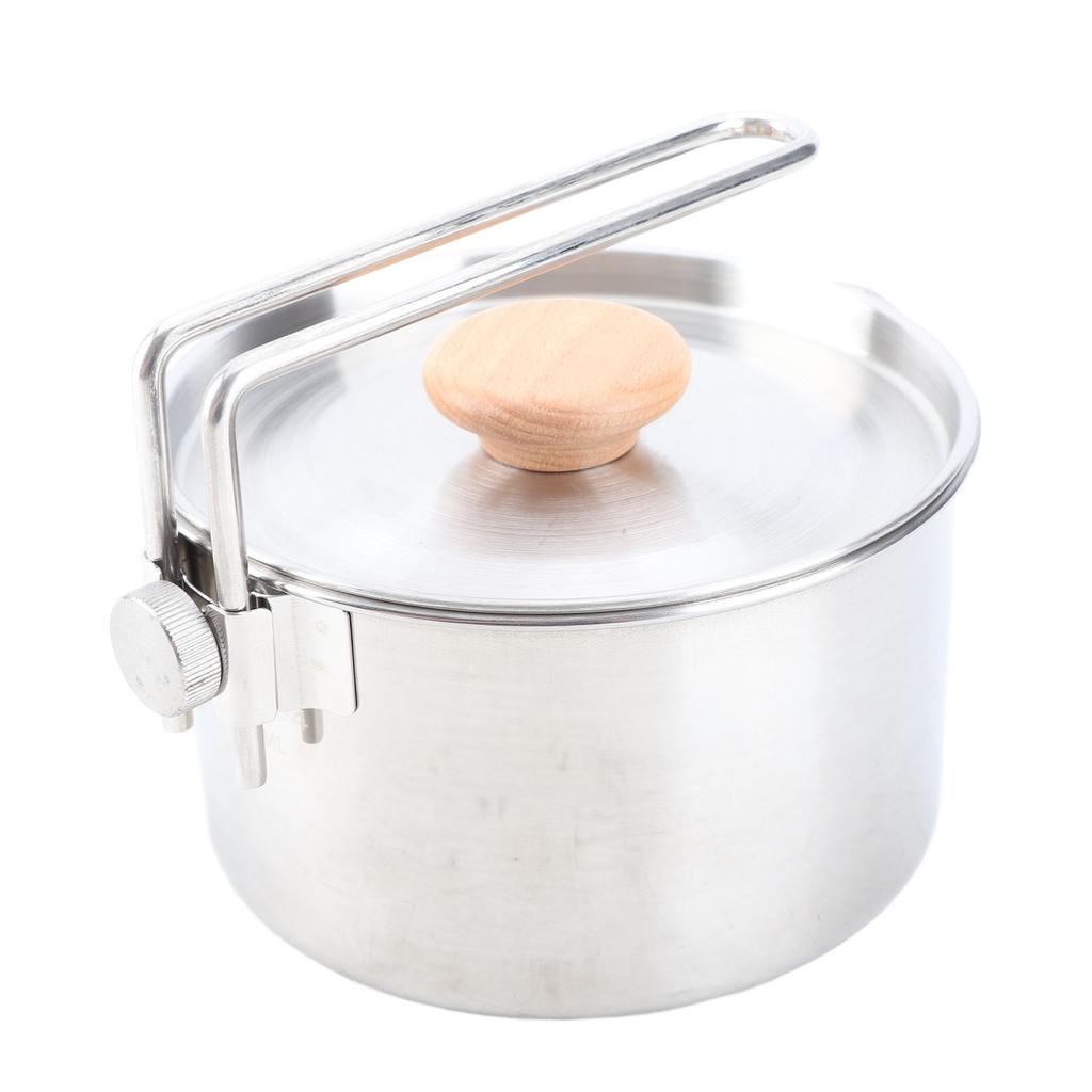 304 Edelstahl Campingtopf Tragbarer Faltbarer Outdoor Campingtopf mit Deckel für Picknick