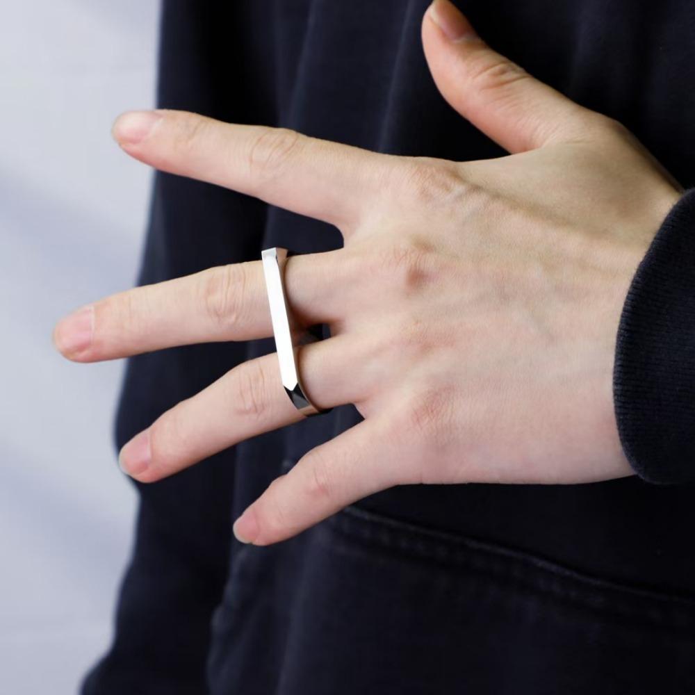 Men's Personality Ring, Disco Accessory Double Finger Alloy Ring Fashionable Stylish Hand Jewelry