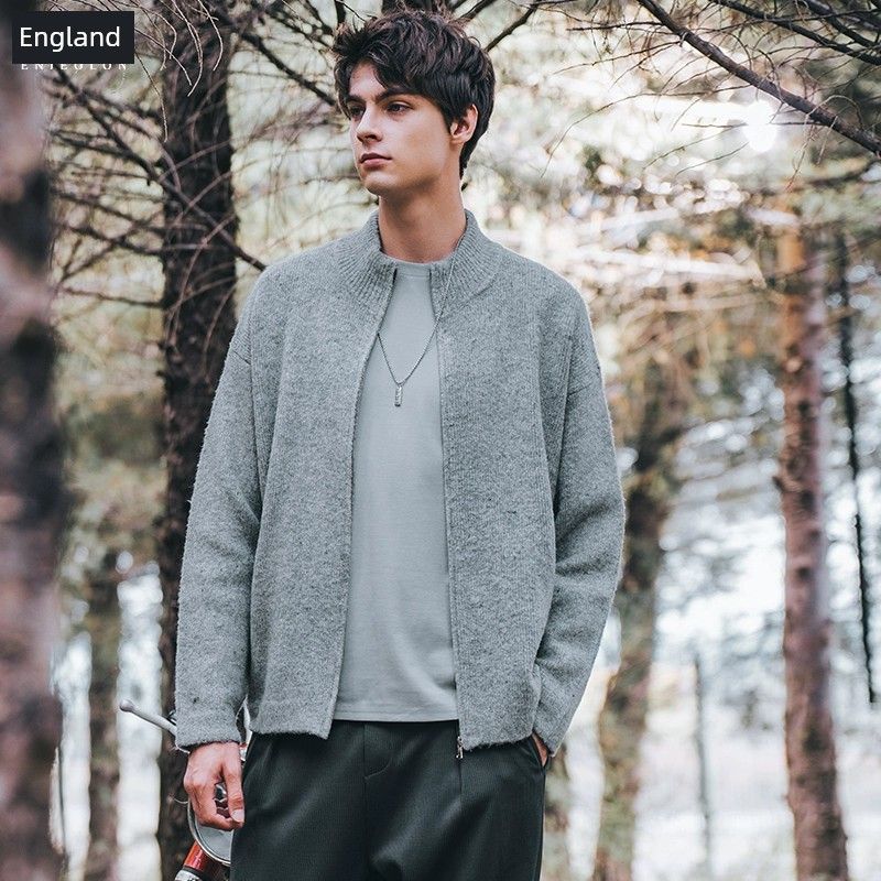 

Yingjuelun Осень-Зима Мужской Вязаный Кардиган Мягкий Мохер Воротник-стойка Топ Свободный Повседневный Верхняя Одежда Свитер Пальто Flower Gray 190/3XL