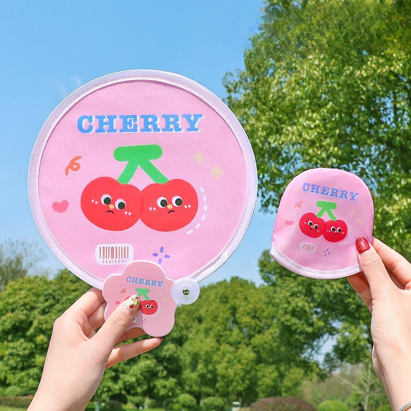 1PCS Cute Folding Fan with Reflective Board Cartoon Portable Fan Small Fan Student Mini Fabric Group Fan Folding Fan