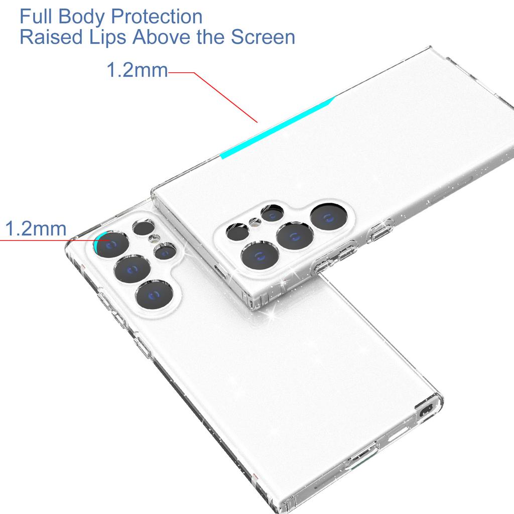 Applicable To Samsung S24ultra Mobile Phone Case New A15 Protective Case Transparent Flash Powder Anti Fall Mobile Phone Case S24plus