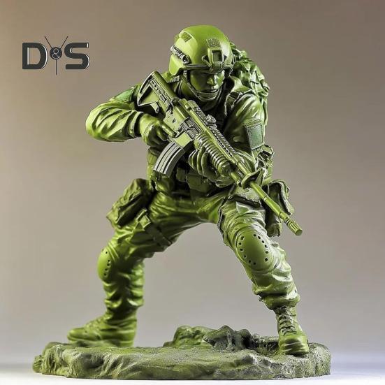 Elite Kampfsoldat Figur Grün Militärmänner Statue Sammlerstück Mini Soldatenstatue für Desktop-Dekor Militärbegeisterte Geschenk