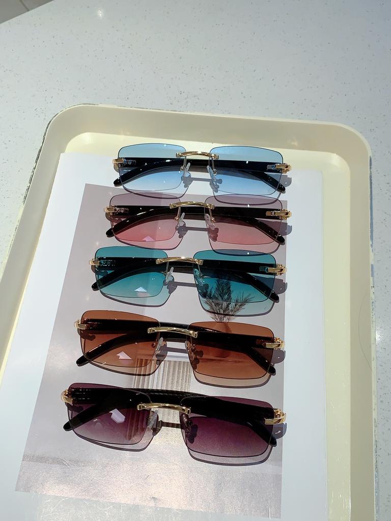 Rimless Rectangle Sunglasses New in Vintage Gradient Ocean Lenses Shades Trendy Brand Designer Fashion Sun Glasses