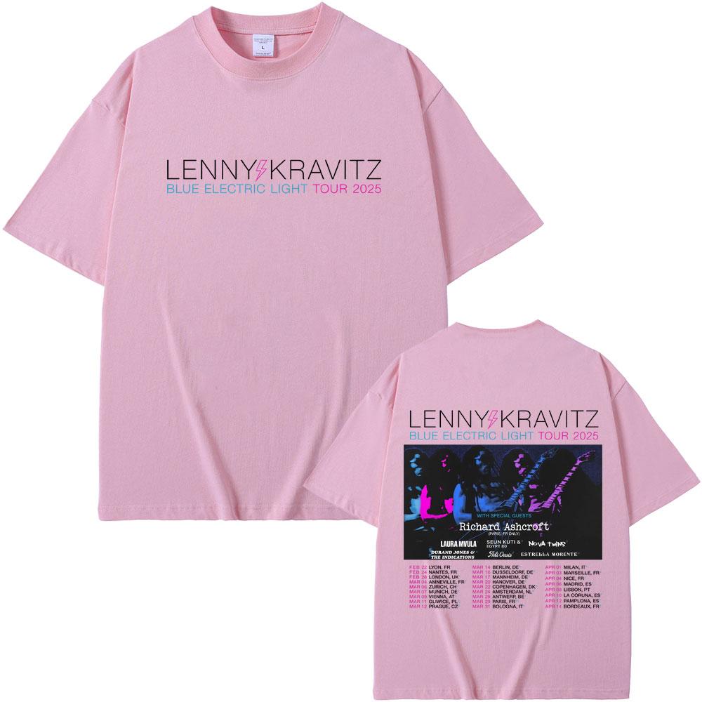 Lenny Kravitz Blue Electric Light Tour 2025 T Shirt Men Women Casual Cotton Vintage Short Sleeve Tshirt Male Oversized Tshirts