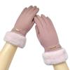 Autumn Winter Warm Suede Gloves Plus Velvet Thickened Plush Decor Cuff Gloves Outdoor Coldproof Touchscreen Riding Ski Gloves