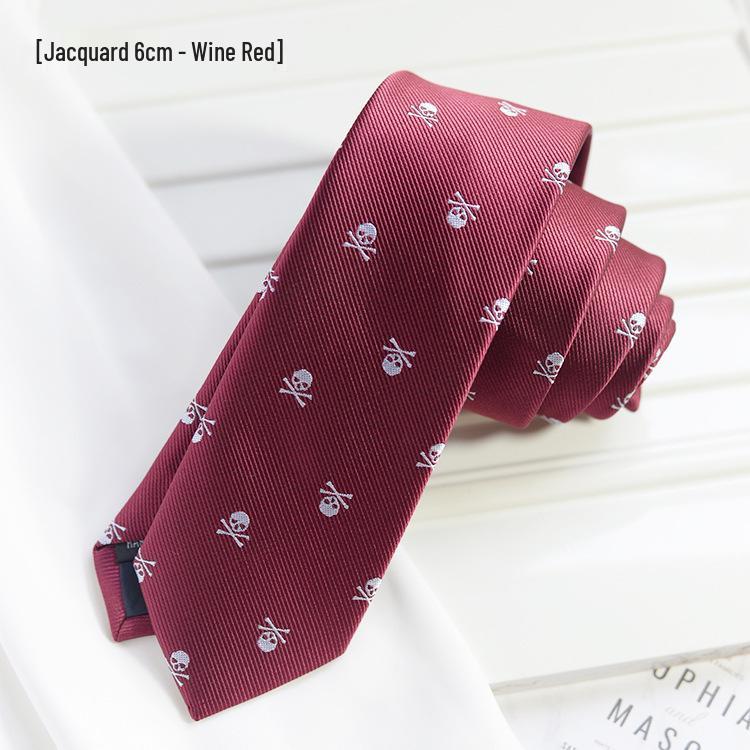 

Unisex Skull Jacquard Tie - Halloween Party & Cosplay Accessory, 6cm