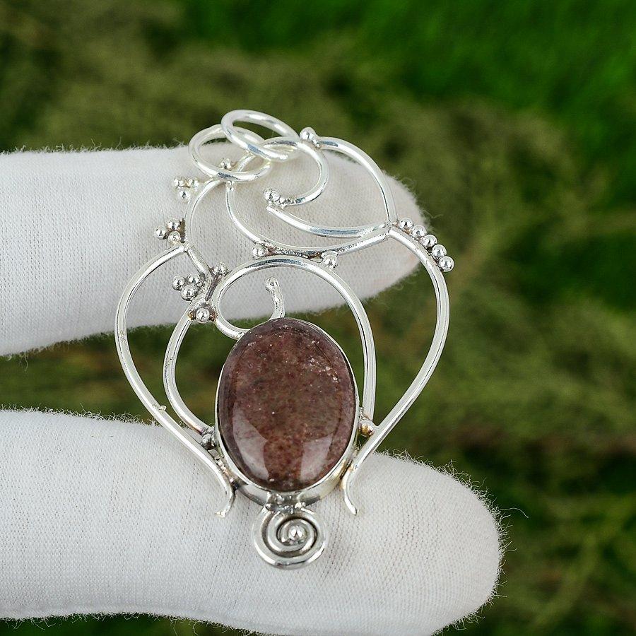 Easter Sale Oval Sunstone Gemstone Handmade Birthday New Pendant Sterling Silver