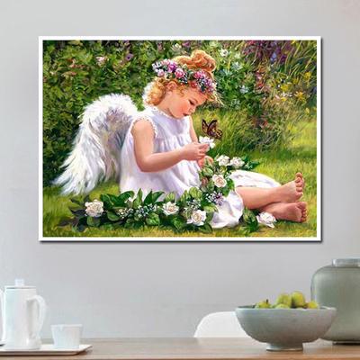 Diamond Mosaic Rhinestone Portrait Picture Lovely Angel Girl 5D Diamond Embroidery Diamond Painting