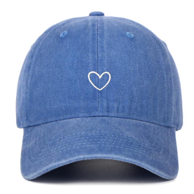 Vintage Korean Style Thin-Brim Heart Embroidery Baseball Cap - Unisex Spring/Summer Fashion