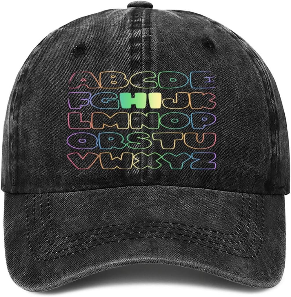 Baseball Cap,Funny Lore Alphabet A to Z Letter Hi Dad Hat Gifts for Men Women